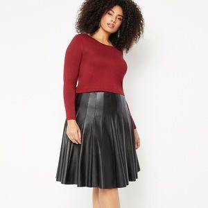 Eloquii Cabernet Long Sleeve Crop Tee